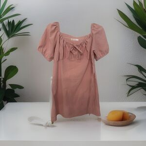 Milkmaid Babydoll Mini Dress M Puff Sleeve Cottagecore Coquette Fairy Dainty